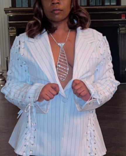 Tie Me Up in Diamonds Rhinestone Tie Necklace.