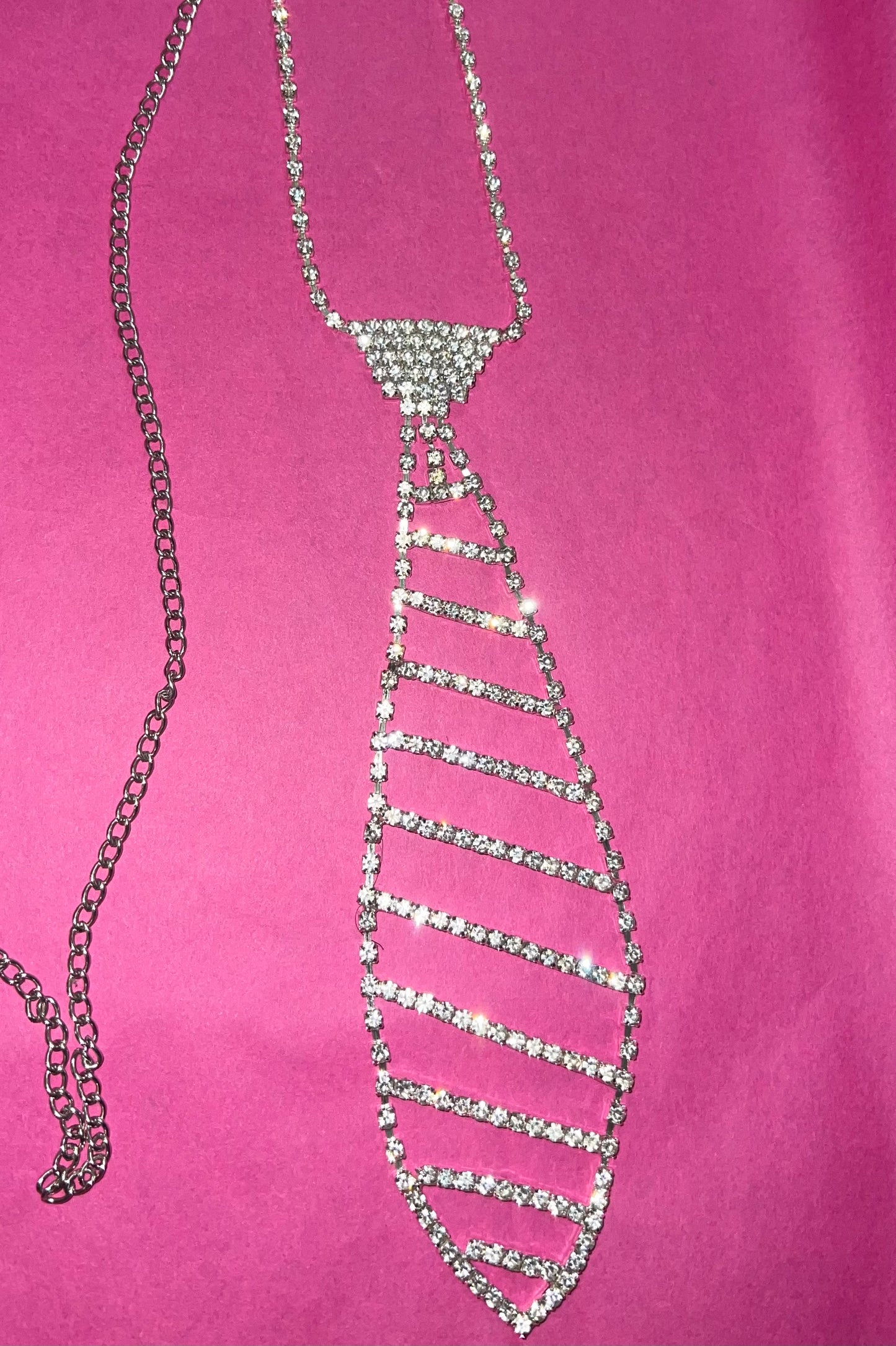 Tie Me Up in Diamonds Rhinestone Tie Necklace.