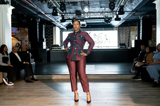 Corporate Baddie Burgundy & Denim Two-Piece Set