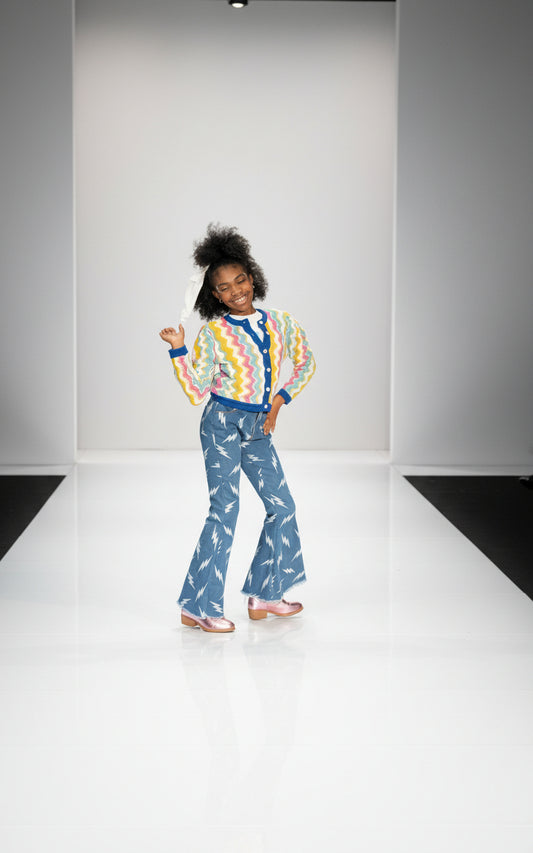 Rainbow Wave Girls Cardigan